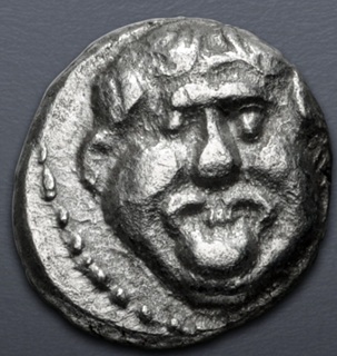 Gorgoneion, ca. 420-410 BCE (Cilicia Kelenderis - AR Obol)
